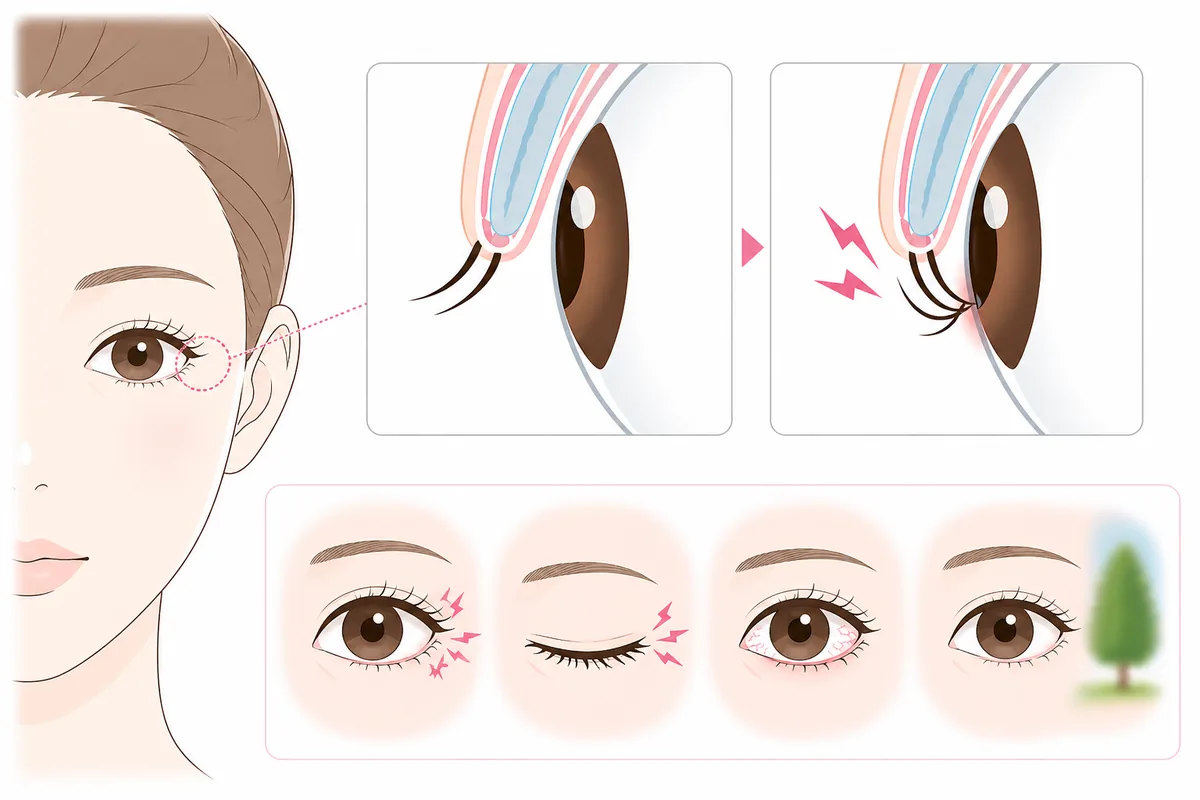 逆さまつげ（内反症）の説明イラスト
